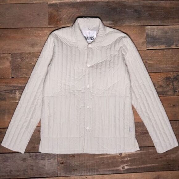 NWT Rains Unisex Liner Shirt Jacket Button Closure Quilted Color Fossil -Size XL - Picture 1 of 10